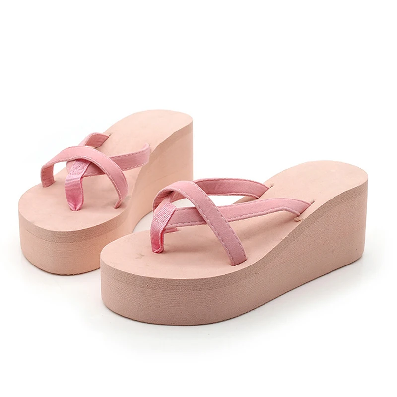 Женские босоножки на высоком каблуке; Zapatillas; Летняя обувь; модные шлепанцы с ремешками; пляжные вьетнамки; однотонные шлепанцы; коллекция года