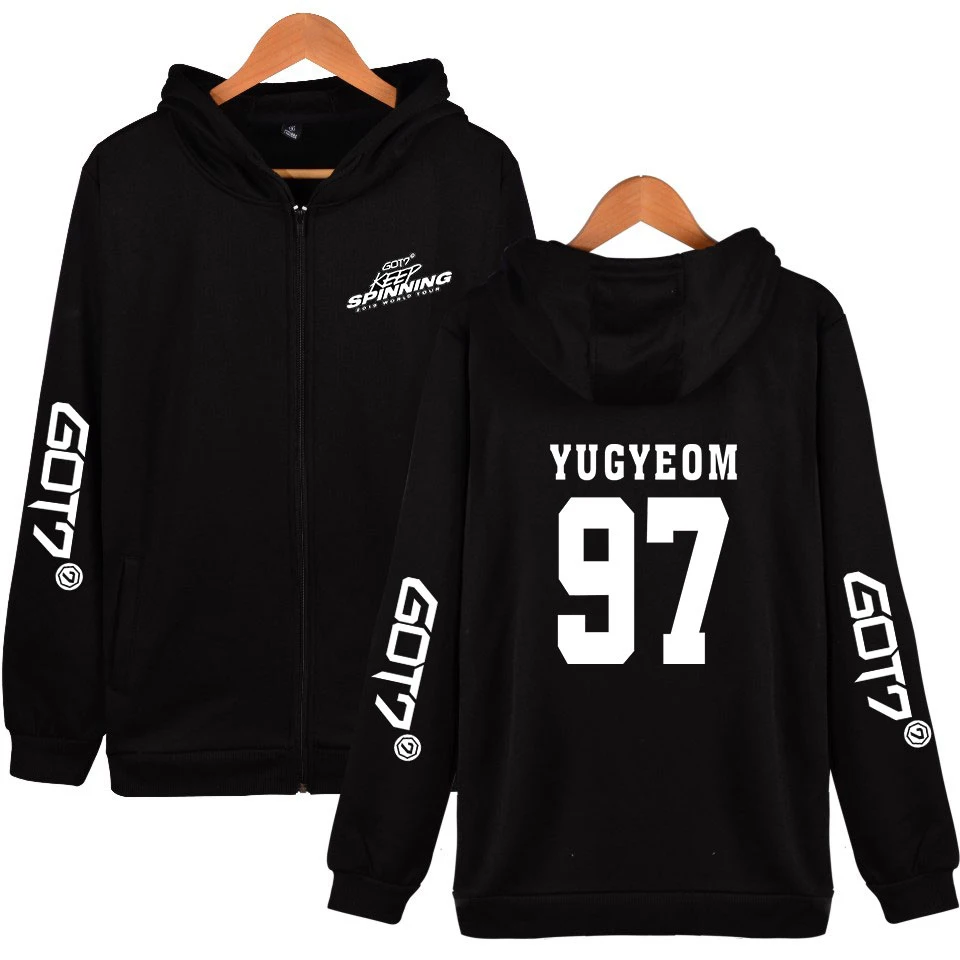 LUCKYFRIDAYF GOT7 WORLD TOUR KEEP SPINNING 2D Print Zipper Hoodies Sweatshirt Cute Women/men Fashion Zippers | Мужская одежда