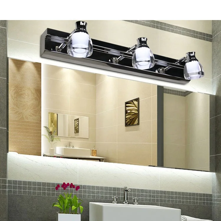 Three headlights MLZAOSN Светодиодный лампа для зеркала в ванную комнату Косметическая лампа сантехника настенный светильник современные короткие лампы Два/три света 6 Вт 9 Вт зеркальная лампа - Цвет абажура: Three headlights