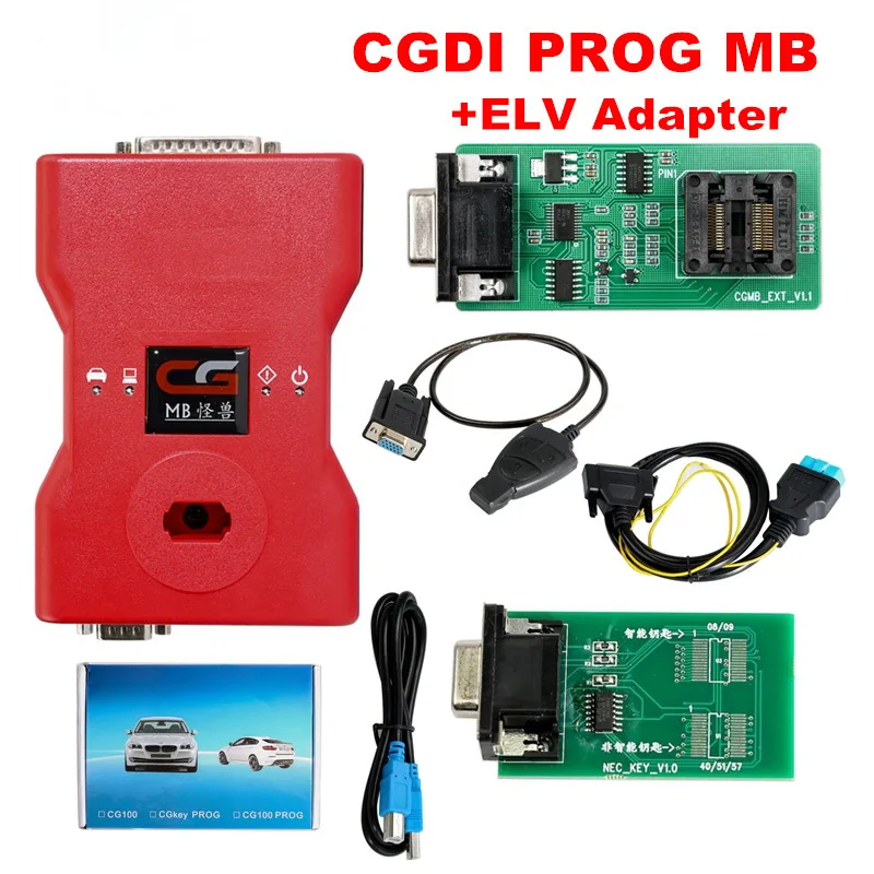 CGDI and ELV ad CGDI Prog MB для Benz Поддержка всех ключей, самый быстрый ключ с ELV адаптером и симулятором и адаптером переменного тока и EIS ELV CGDI для Benz - Цвет: CGDI and ELV ad