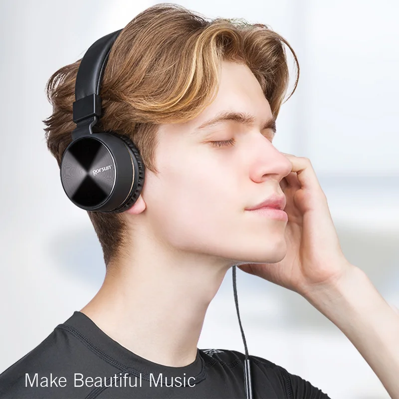 Gorsun легкий HIFI стерео складные проводные наушники регулируемая лента гарнитура с