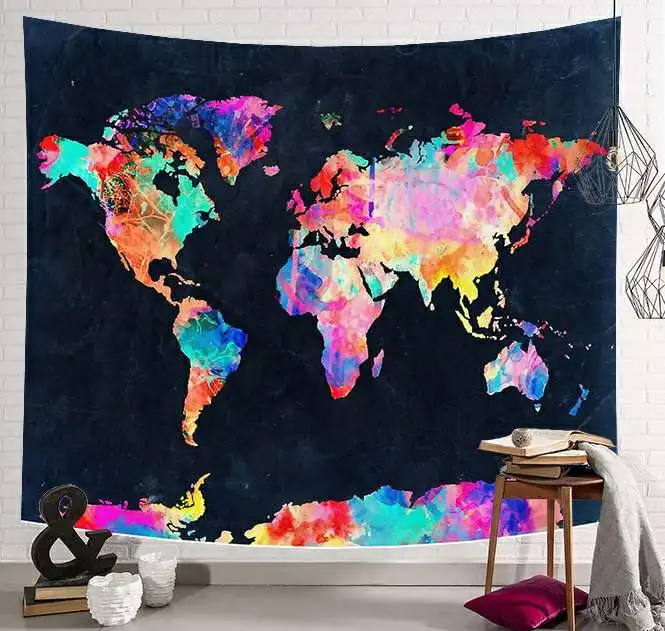 colorful CAMMITEVER черный, белый цвет английский название страны Map красивое ночное небо настенный гобелен украшения дома настенный Спальня Книги по искусству - Цвет: colorful