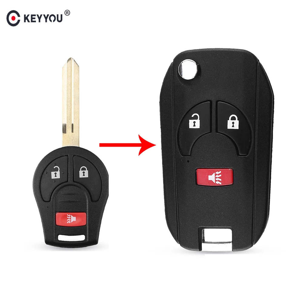 Складной флип чехол KEYYOU 3 BTN для NISSAN Armada Frontier Qashqai корпус автомобильного ключа