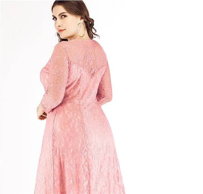 Большие размеры, XL-6XL, летнее кружевное платье, женские вечерние платья макси, женские элегантные длинные платья с круглым вырезом, Vestidos G85