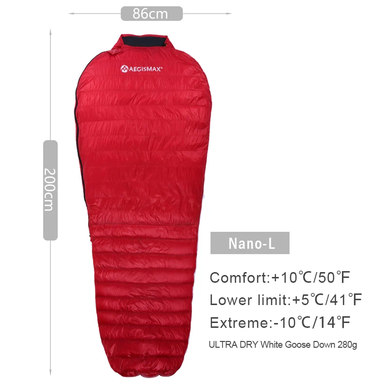 Red L AEGISMAX NANO Upgrade Взрослый Открытый Кемпинг Сверхлегкий весна осень Мумия 700FP ультра сухой гусиный пух спальный мешок ленивый мешок - Цвет: Red L