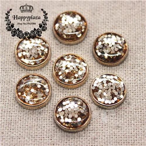 golden 50pcs 50 шт 12 мм Золотые круглые блестящие эмалированные круглые плоские с оборота пуговицы для дома и сада Кабошон DIY аксессуары для скрапбукинга - Цвет: golden 50pcs