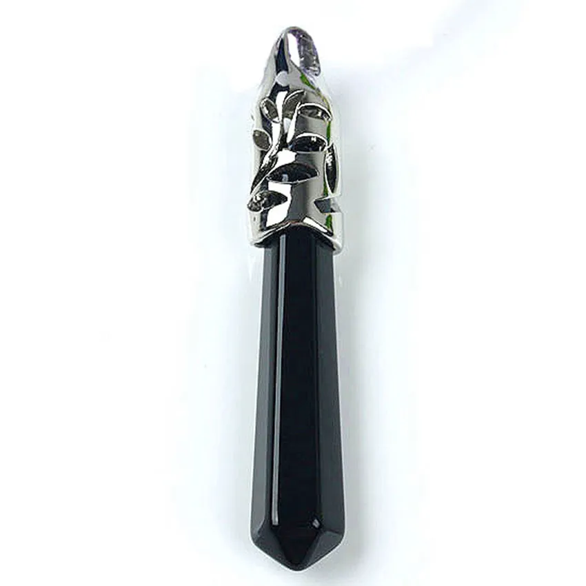 Black Agates 100-уникальный простой стиль 1 шт посеребренные аметисты шестиугольная Призма камень кулон в полоску Розовый Красный Агаты ювелирные изделия - Окраска металла: Black Agates