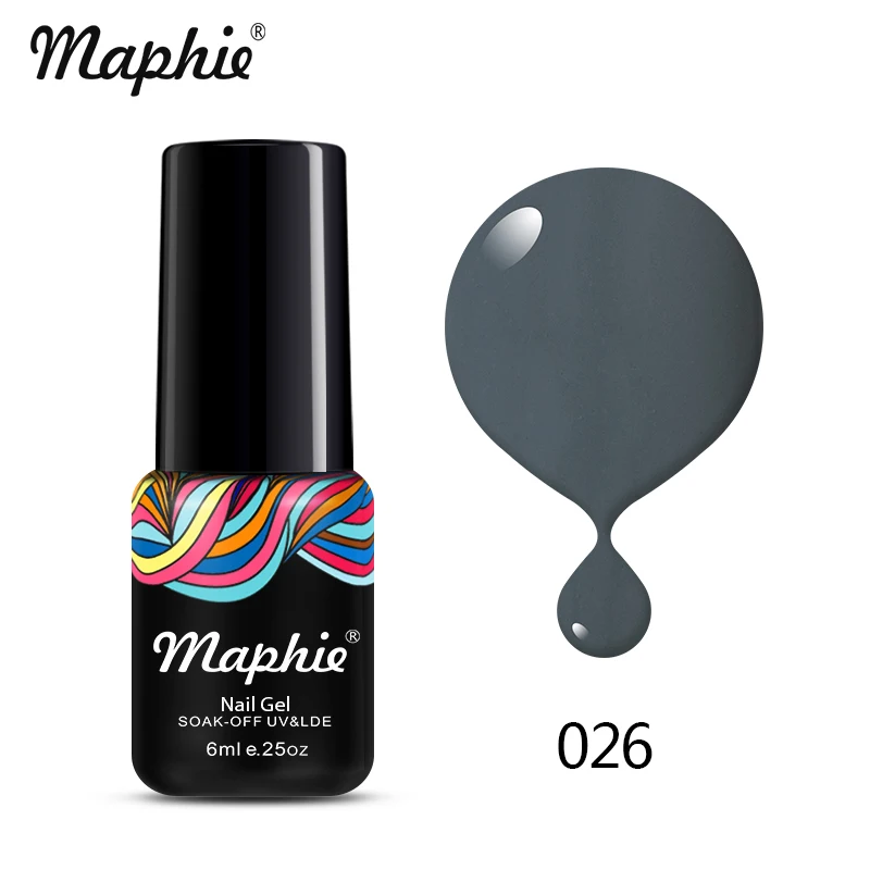 Maphie Черный Цвет УФ-гель для ногтей 6 мл дизайн ногтей замочить от УФ лак для ногтей Полупостоянный светодиодный гель для ногтей эмаль - Цвет: 026