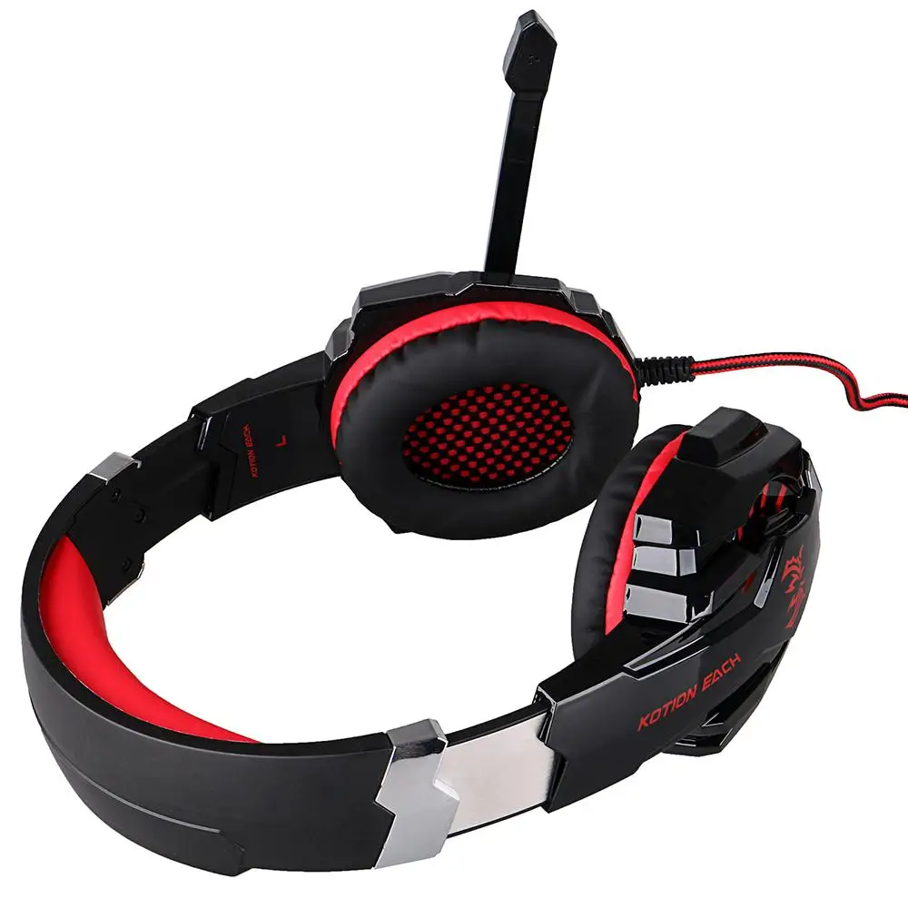 Наушники для игр EACH G9000 Pro с микрофоном, светодиодной подсветкой, 7.1 объемным звуком и удобной головной повязкой для ПК игроков.