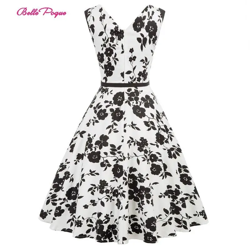 Женское платье с цветочным принтом Belle Poque винтажное без рукавов глубоким вырезом