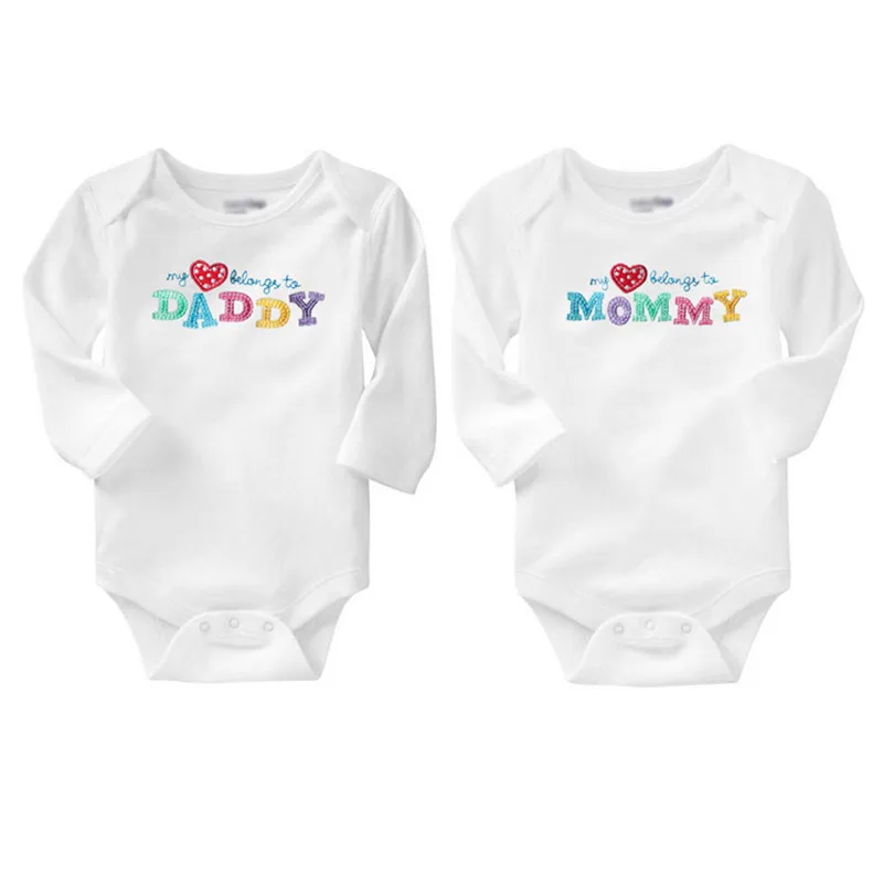 2 шт./лот новинка одежда для маленьких мальчиков и девочек с надписью I LOVE DAd Mom