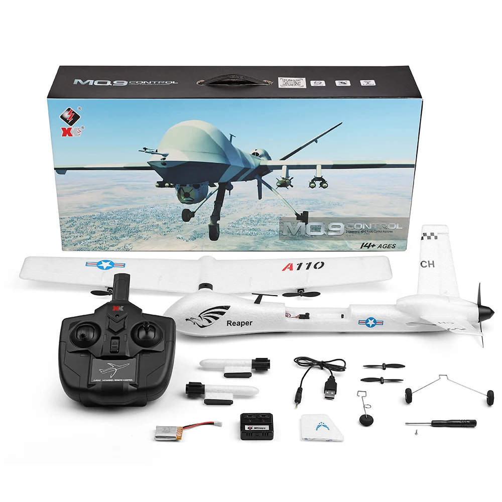 Оригинальный дрона XK A110 2 4G 565 мм 3CH RC самолет с фиксированным крылом Самолет