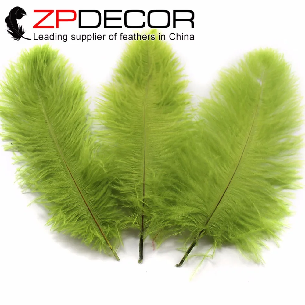 

ZPDECOR 100 шт./лот 25-30 см (10-12 дюймов) ручной выбор Розничная упаковка оливково-зеленые окрашенные страусиные перья оптом