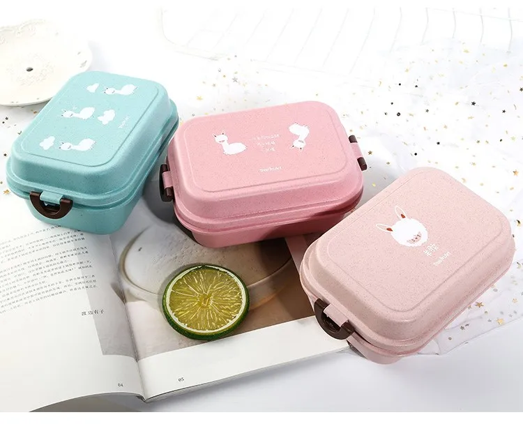 800ml Healthy Material Lunch Box Double Layer Wheat Straw Bento Boxes Microwave Dinnerware Food Storage Container Lunchbox | Дом и сад