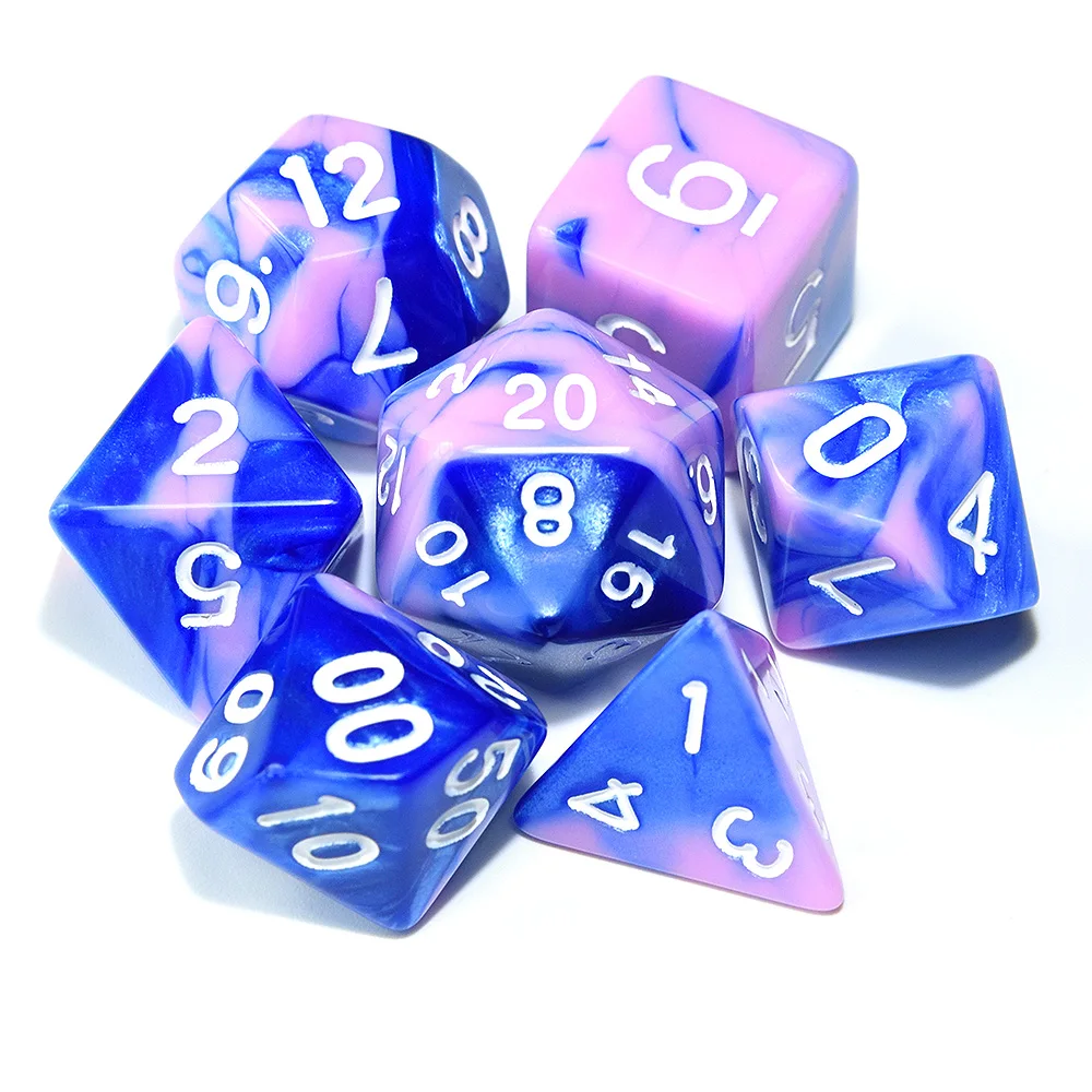 Многогранные DnD смешанные цвета кости 7 шт./компл. для ролевой игры «Подземелья и Драконы настольные игры D4, D6, D8, D10, D%, D12, D20