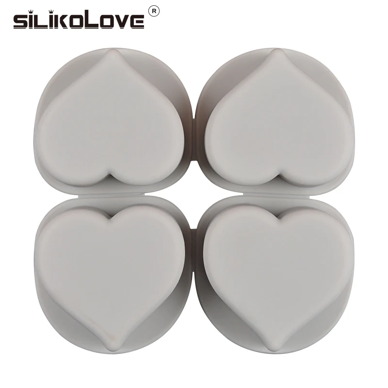 Silicolove 4 полости 3D 100% Настоящее чистое Силиконовое Мыло Форма в форме сердца