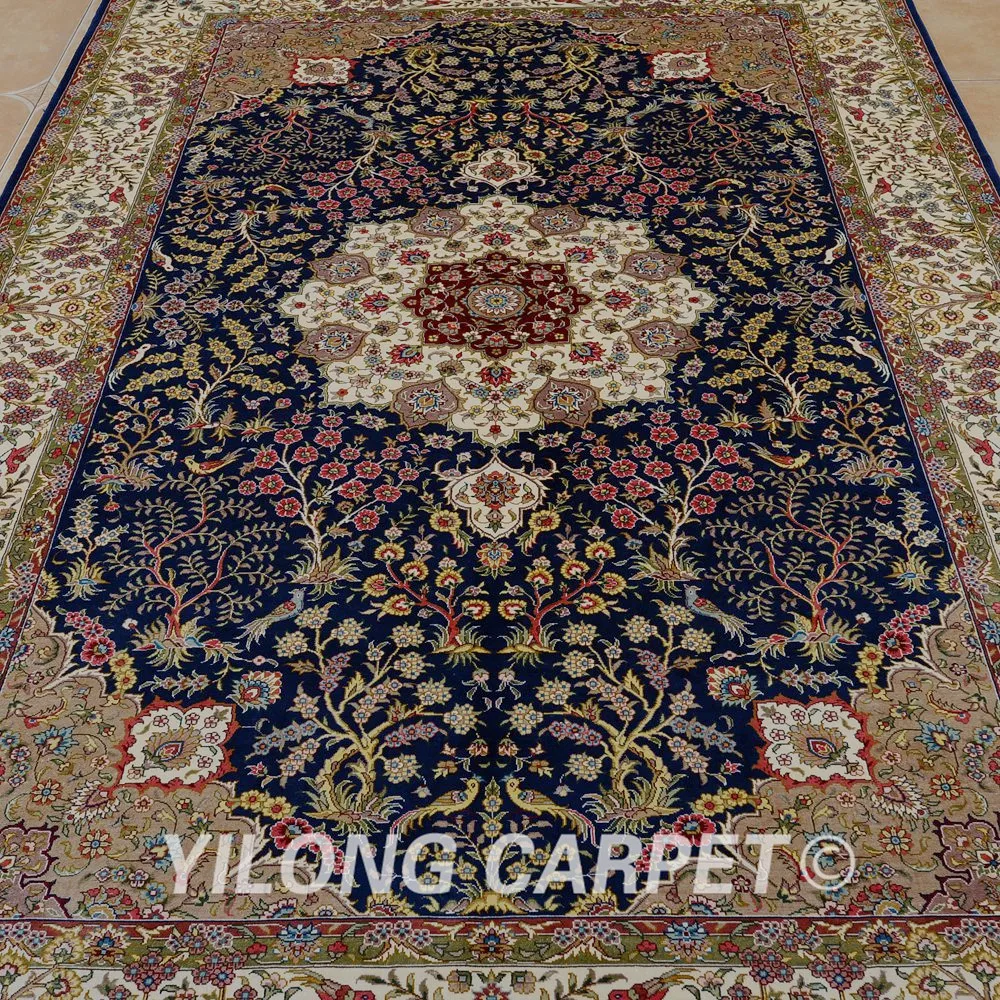 Yilong 5 'x 8' персидский шелковый ковер медальон vantage ручной УЗЕЛКОВЫЙ