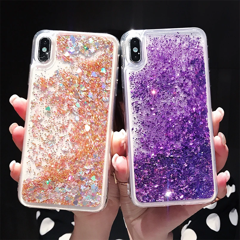 Роскошный Шикарный чехол для iPhone X XS Max XR динамический с блестками и жидкостью