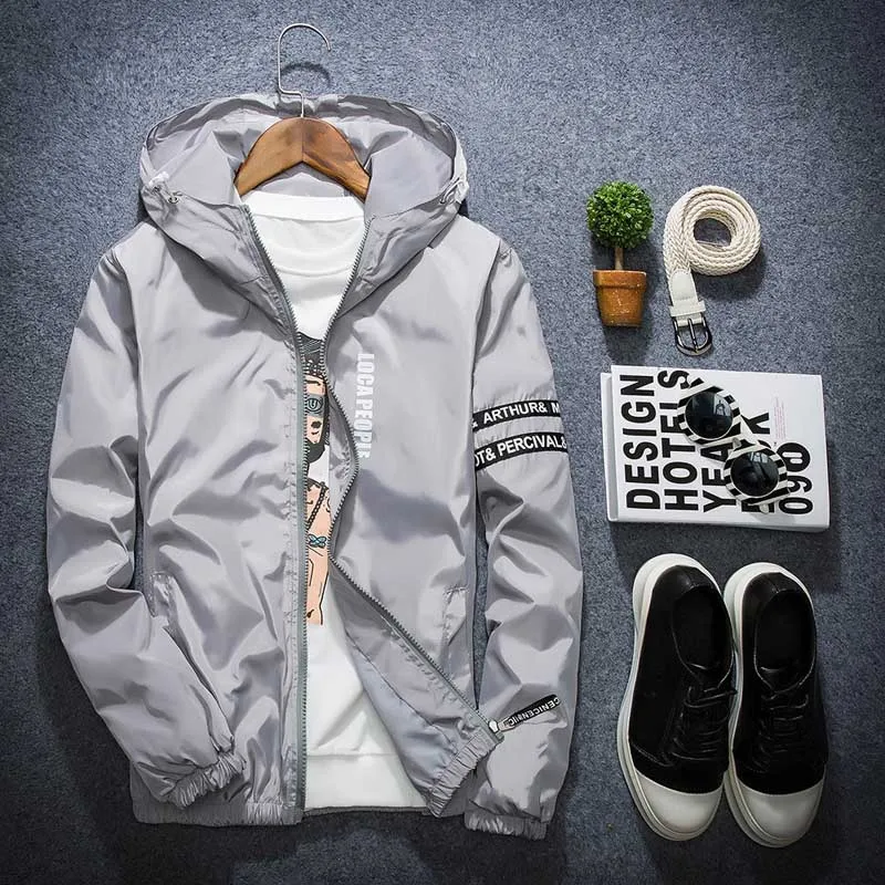 Весна 2018 для мужчин осень печати одноцветная толстовка с капюшоном куртка