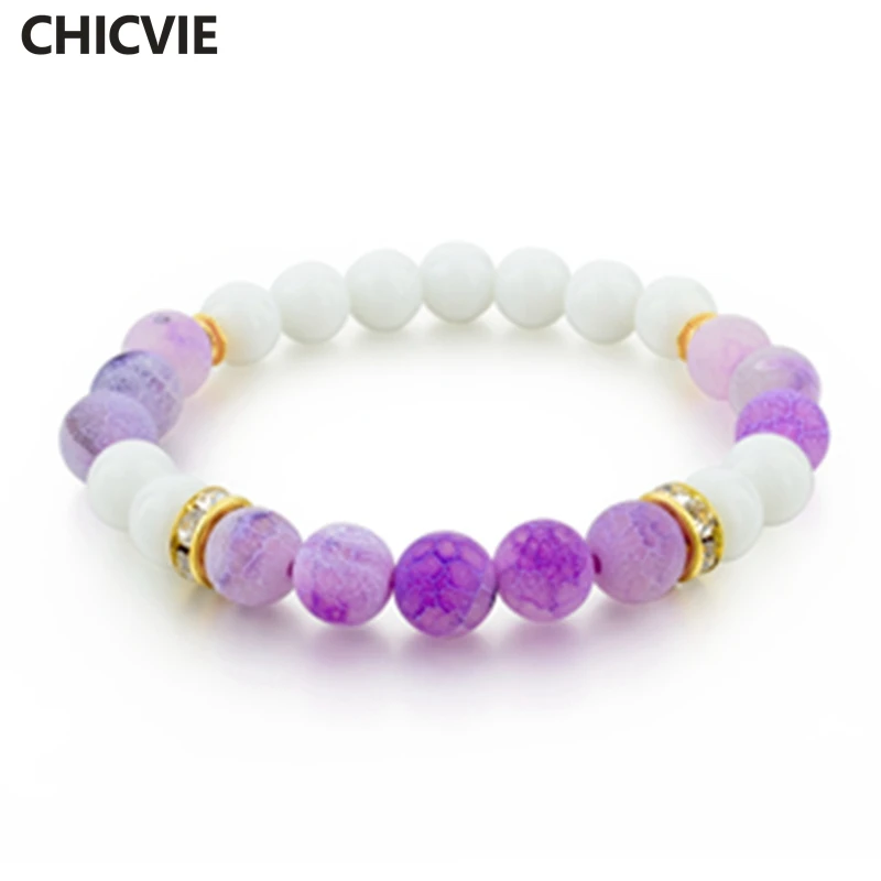 CHICVIE классические матовые Ониксовые браслеты и женские из натуральных бусин