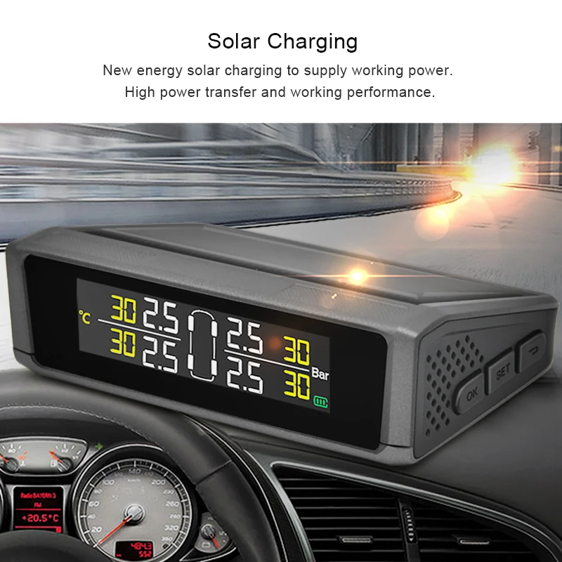 Junsun TM204 шин воздушный Давление мониторинга Системы Солнечный TPMS сигнализации