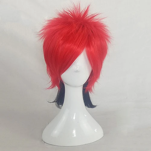 HAIRJOY мужской парик слоистых вьющихся волос средней длины высокая температура Волокно синтетический человек Косплей парики 7 цветов - Цвет: red black