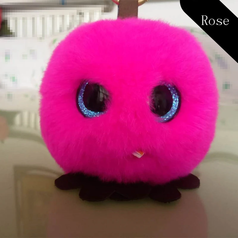 Женский брелок с помпоном из кроличьего меха Подарочный Брелок натуральным