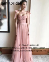 blush pink plus size cheap prom dresses 2019 a line long tulle knot bow 2k19 arabic african girl vestidos de fiesta largos