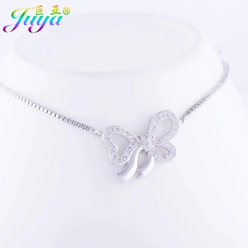 2017 Модные женские очаровательные браслеты с бантом-бабочкой Подвески золотыми