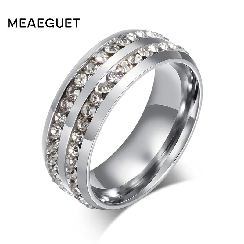 С двумя рядами кристаллов обручальные кольца с камнями для женщин золотого