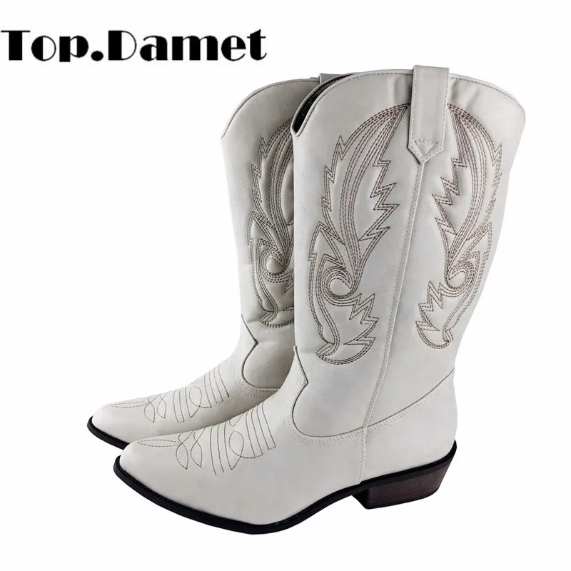 Женские ковбойские сапоги Top.Damet осенне-зимние однотонные без застежек