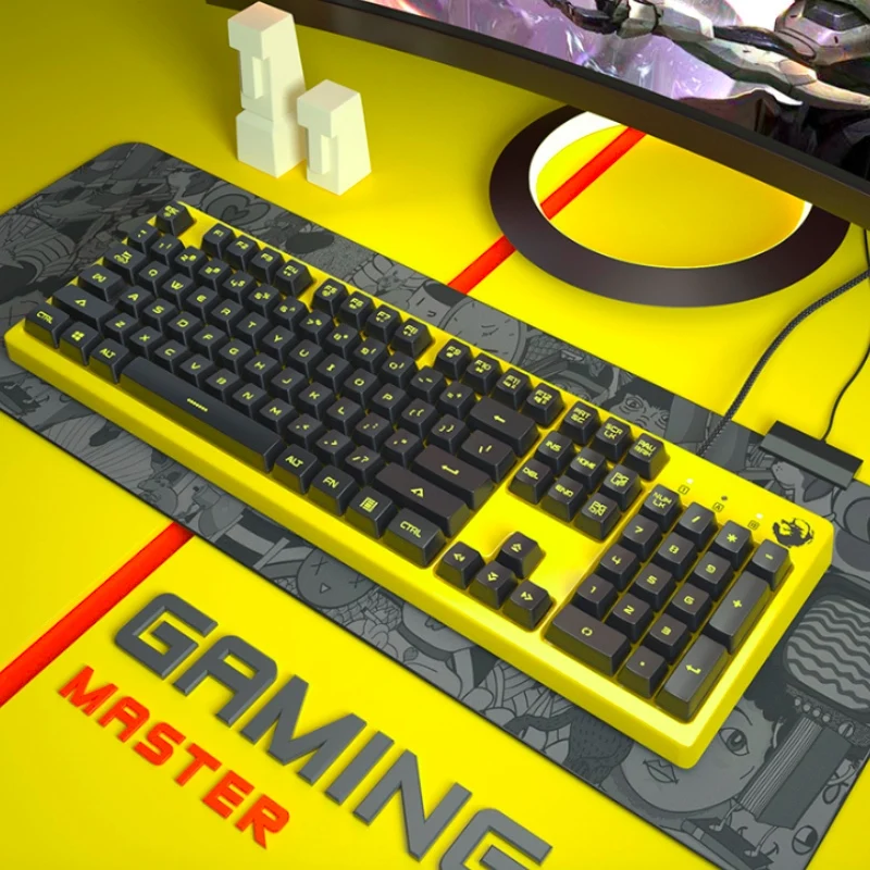 Игровая клавиатура 104 Keycaps Водонепроницаемая Бесшумная клавиатура компьютерная геймерская USB Проводная для настольного ноутбука для домашнего офиса