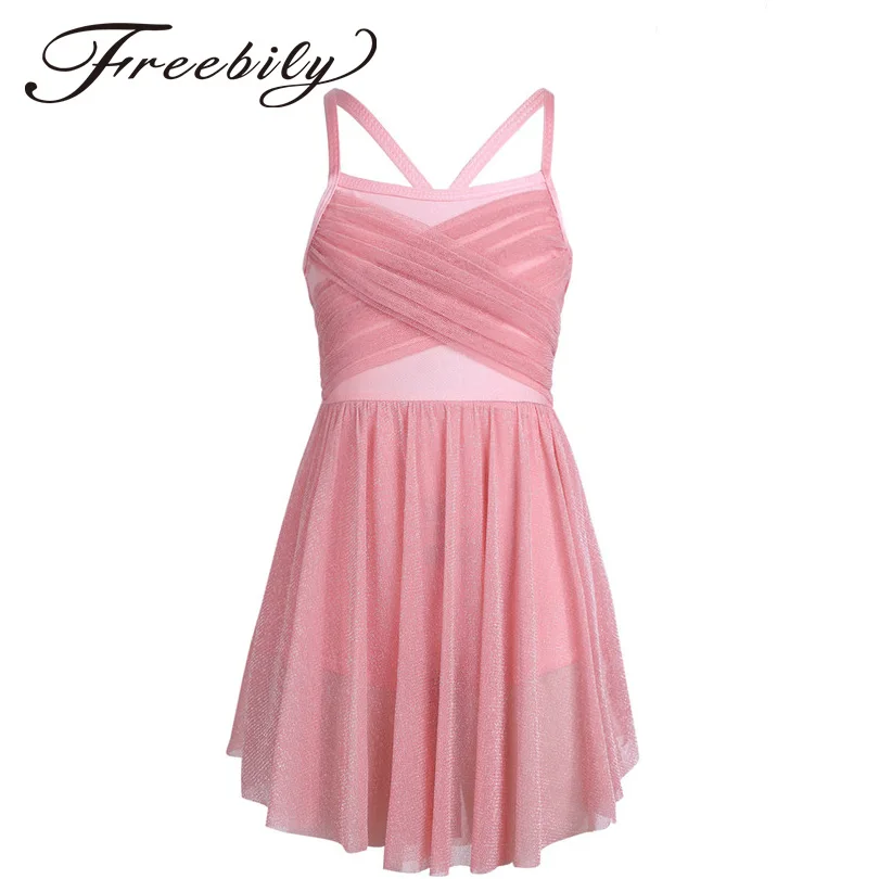 

New 4-12 Years Sleeveless Ruffle Glittery Mesh Kids Girl Tulle Ballet Tutu Dress Gymnastics Leotard Dance Wear Girls Clothes