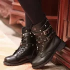 Женские ботинки на шнуровке Lzzf, короткие мотоциклетные ботильоны в готическом стиле, с заклепками, Размеры 35-43