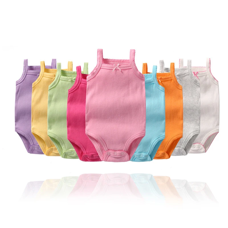 Мягкая хлопковая одежда для маленьких девочек летний однотонный боди с бантом