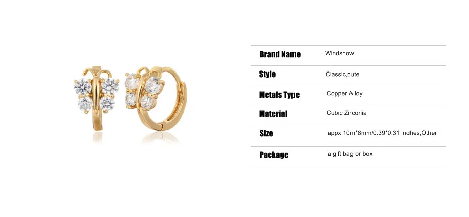 5 colors Baby Girls Small Round Circles Huggies Hoop Earrings Gold Color Butterfly Cubic Zircon Jewellery For Kids Children Aros