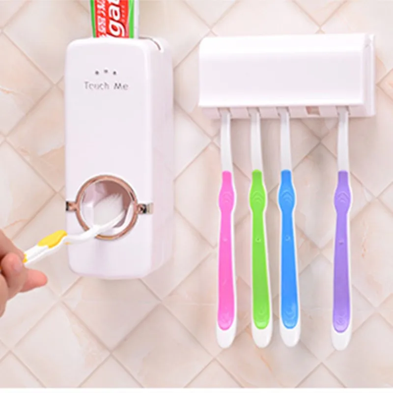 

Настенный автоматический диспенсер для зубной пасты, держатель для зубных щеток в ванную комнату, 5 шт., Набор держателей для зубных щеток