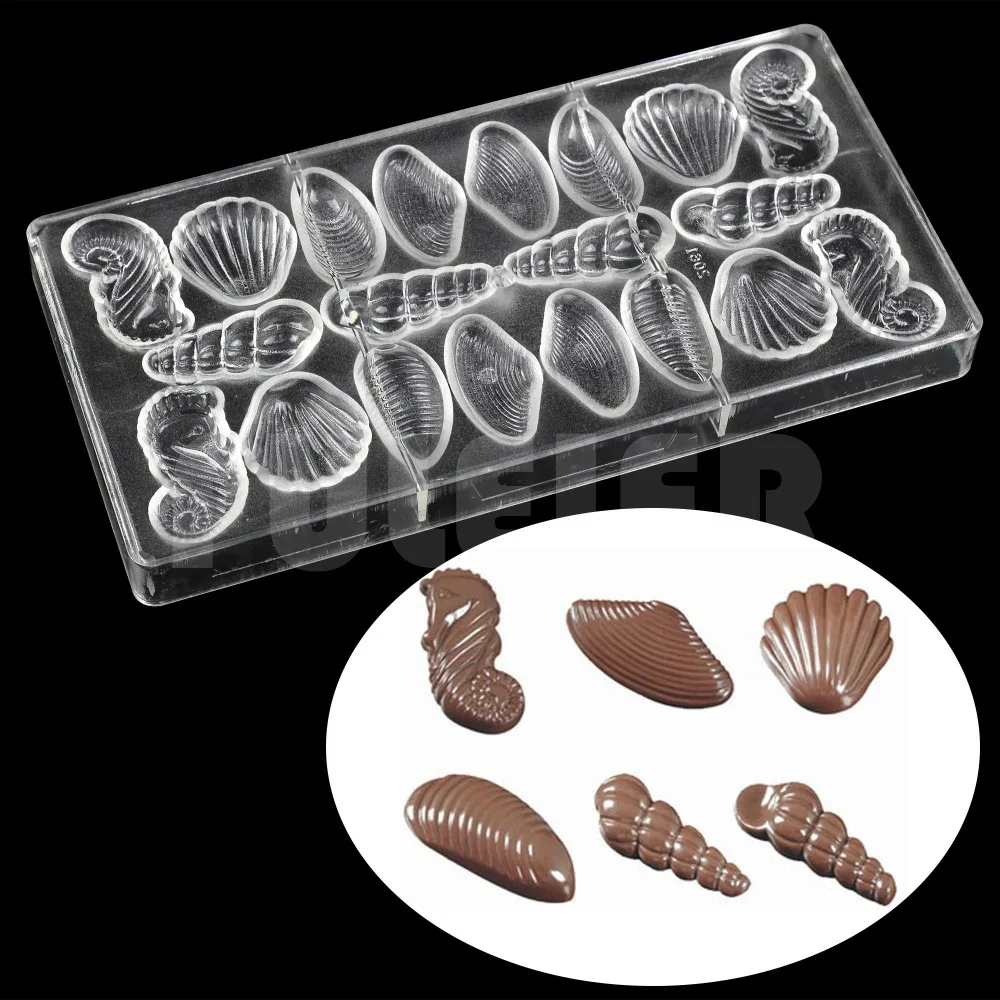 3D seashell формы для шоколадных конфет, принадлежности для выпечки в духовке, поликарбонатные формы для шоколада, формы для выпечки, Прямая поставка, инструменты для выпечки тортов