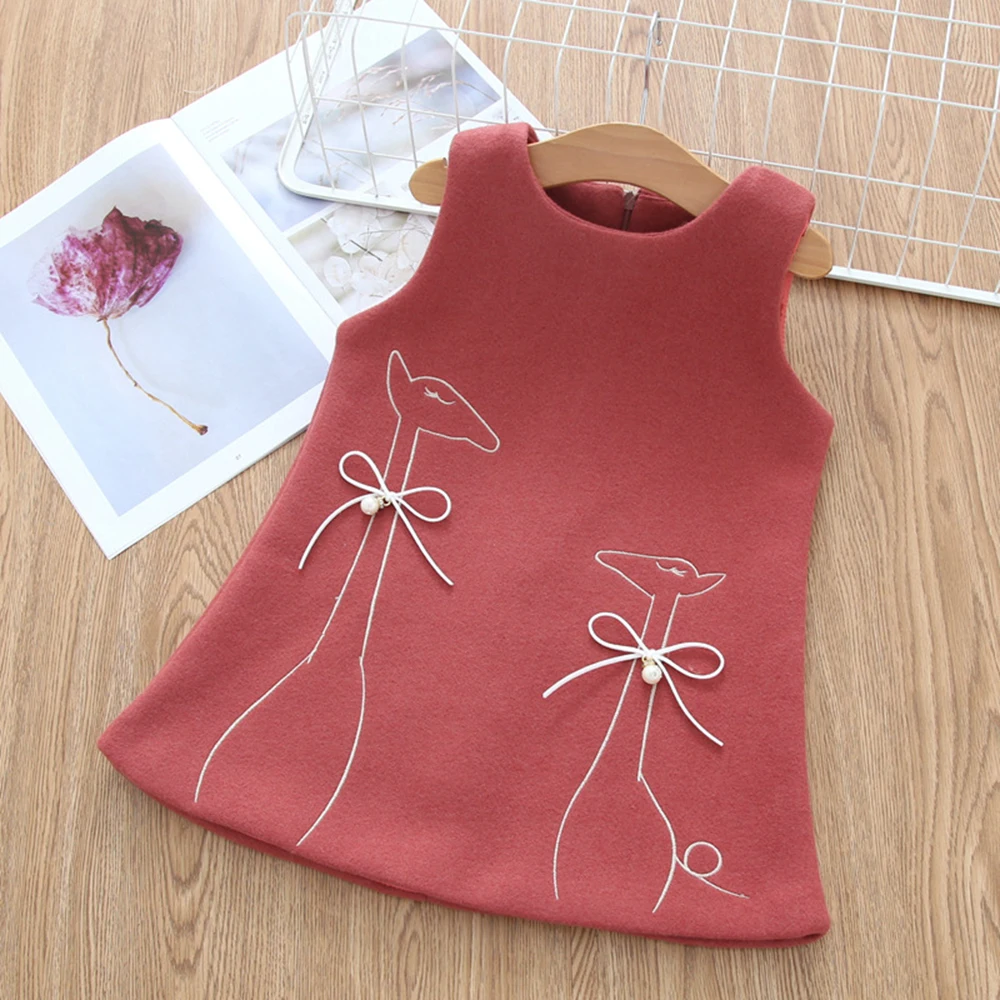 K06664Red Babyinstar/Новинка г.; рождественское платье для девочек; зимнее платье для девочек; детская одежда без рукавов с милым рисунком; детское праздничное платье - Цвет: K06664Red