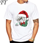 2019 забавная футболка с рождественской шапочкой и собакойкошкой, мужская летняя крутая футболка с принтом, рождественские топы, футболки, мужская футболка gt175