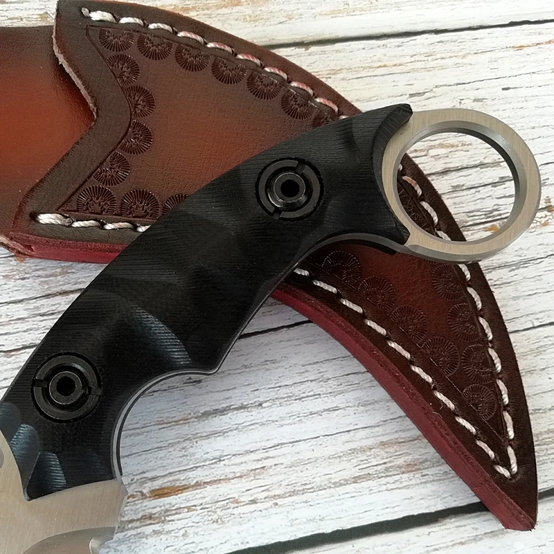Топовый тактический нож karambit D2 стальное средство для выживания на открытом воздухе ножи с фиксированным лезвием G10 Ручка кожаная оболочка zt navaja cs go cuchillo
