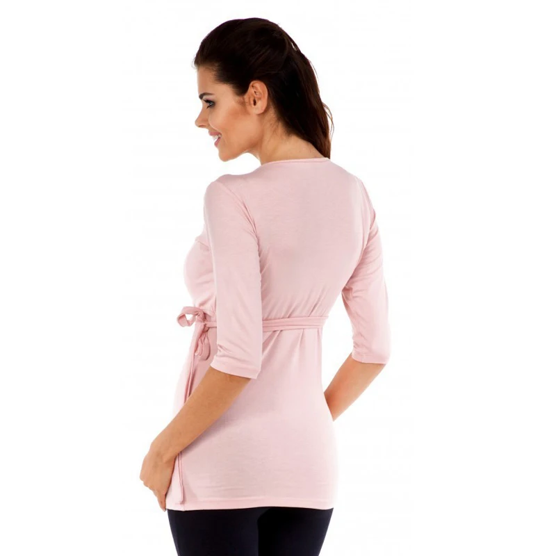 

Summer Fashion Solid Color Unique Kimono Style With Bow Nursing Design Clothes for pregnant women T-shirt for pregnancy