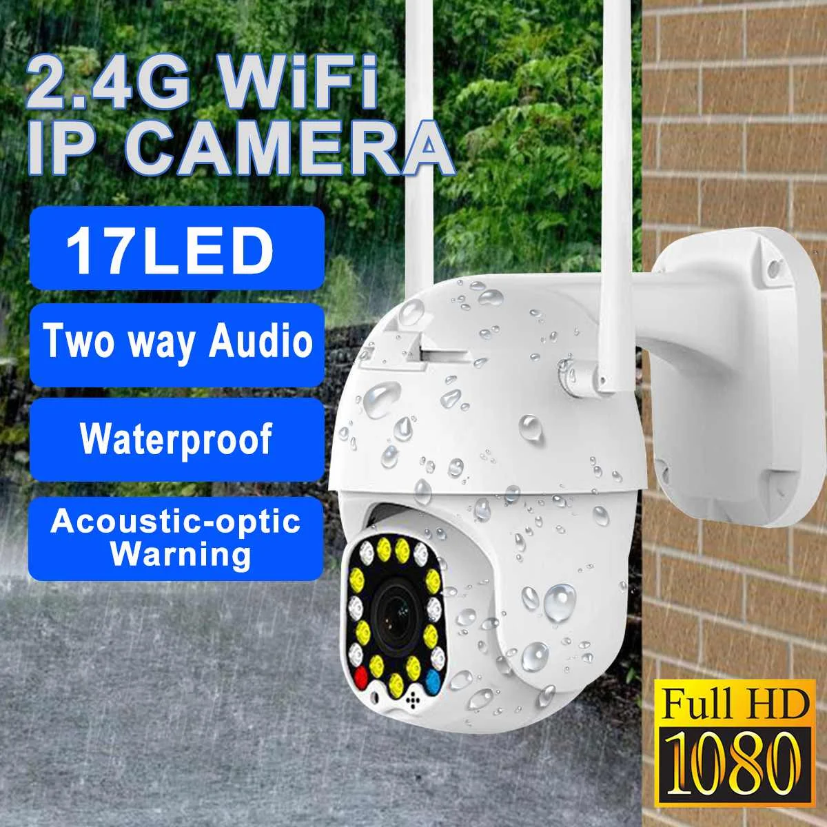 2.0MP HD 1080P PTZ IP камера 17 светодиодный открытый IP панорамирование наклона ИК Сетевая камера видеонаблюдения Водонепроницаемая Wifi камера