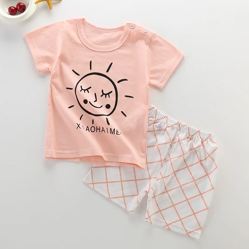 Детские пижамы для девочек fille хлопковые корейские топы с короткими рукавами
