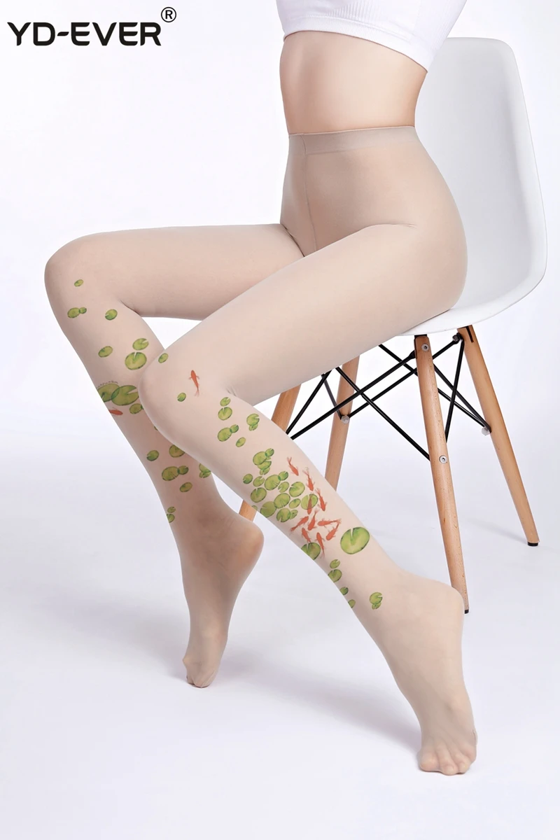 YD-EVER милые женские колготки с принтом хлопковые жаккардовые брендовые модные