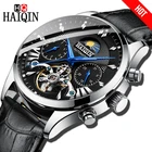 HAIQIN простые мужские часы, автоматические механические Роскошные брендовые деловые часы, черные кожаные спортивные водонепроницаемые мужские наручные часы, Relogio