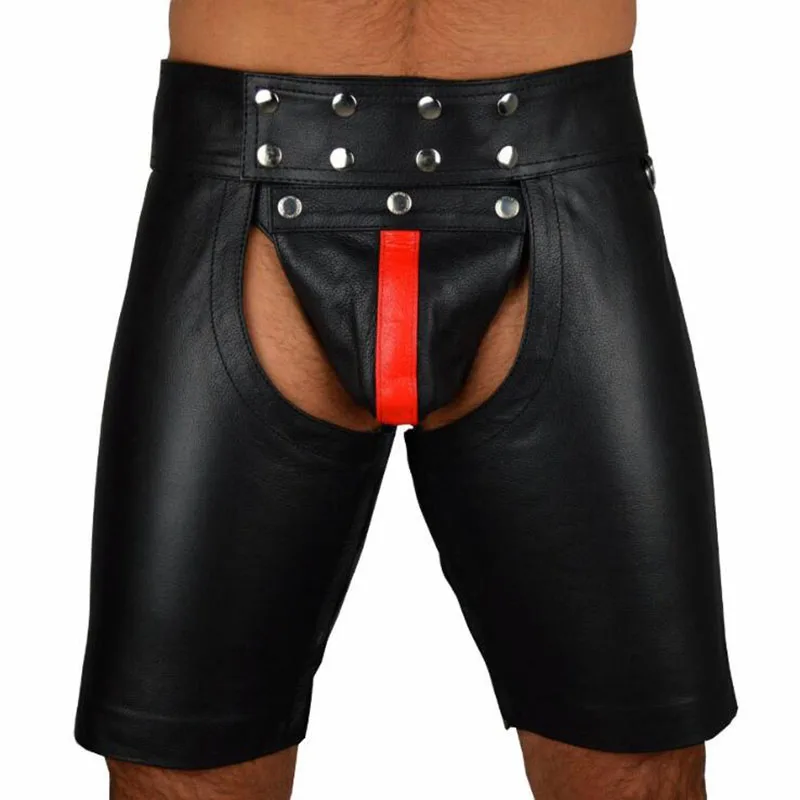 Мужские сексуальные трусы шорты с открытыми бедрами красной молнией