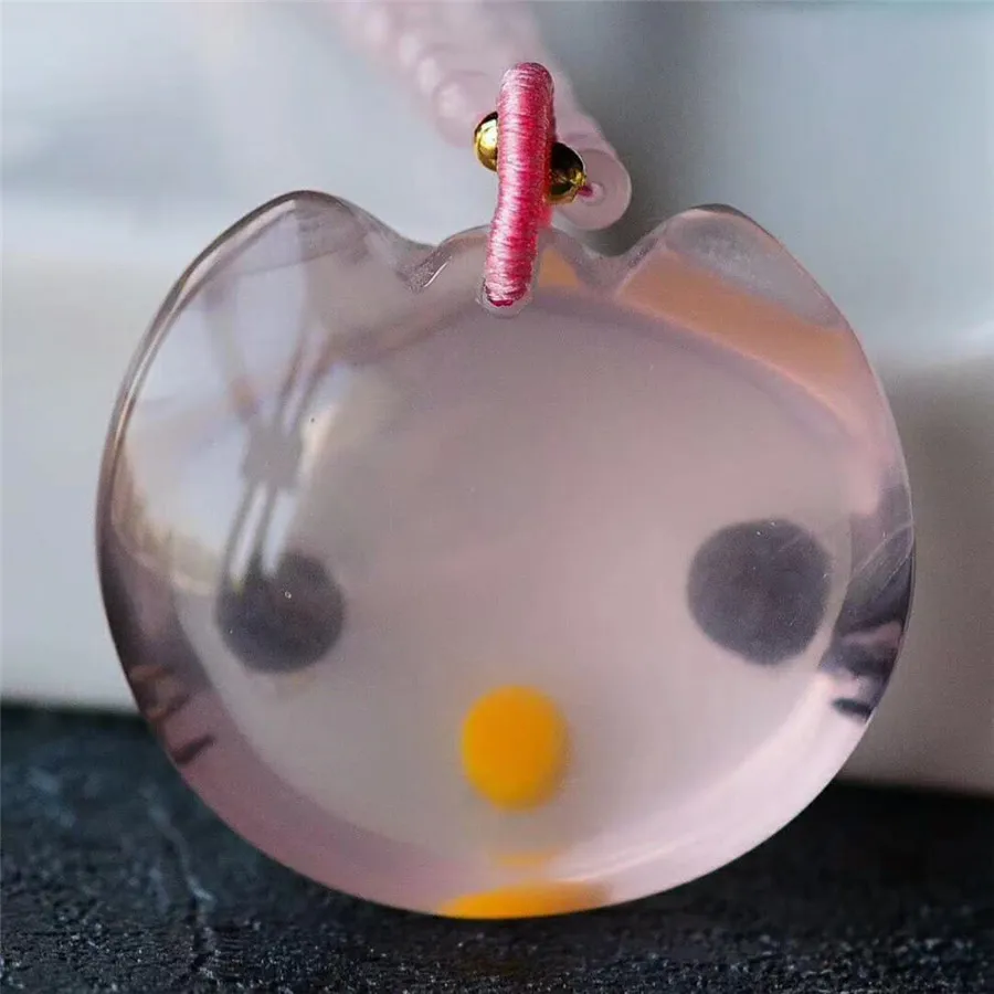 Натуральный розовый кристаллический камень кулон Модный женский милый в форме