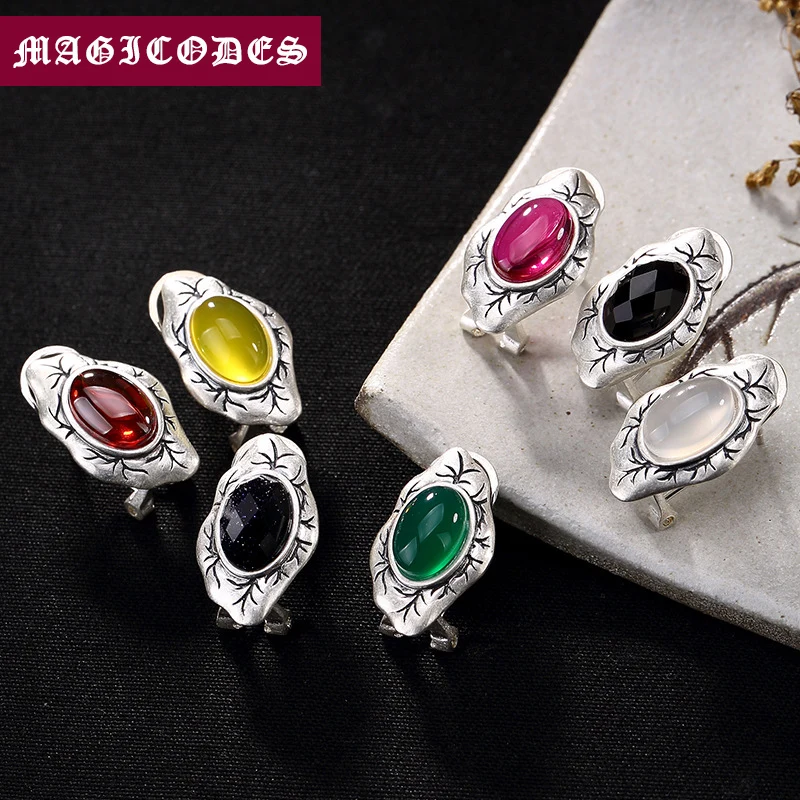 Женские серьги-гвоздики из серебра 2019 пробы с мозаичным халцедоном