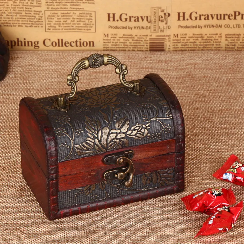 Шкатулка для драгоценностей чехол хранения из фанеры цветочный узор Ретро